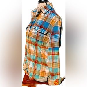 🌟SOLD🌟 Upcycled Rev-Dye Dipped Boyfriend Flannel, Woman’s M.